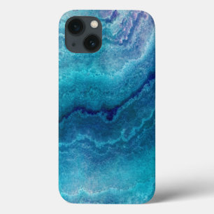 Blue Teal Agate Texture iPhone 13 Case