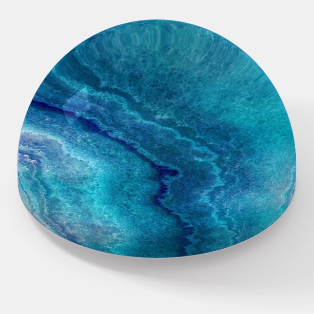 Blue Teal Agate Texture  Paperweight (Angled)