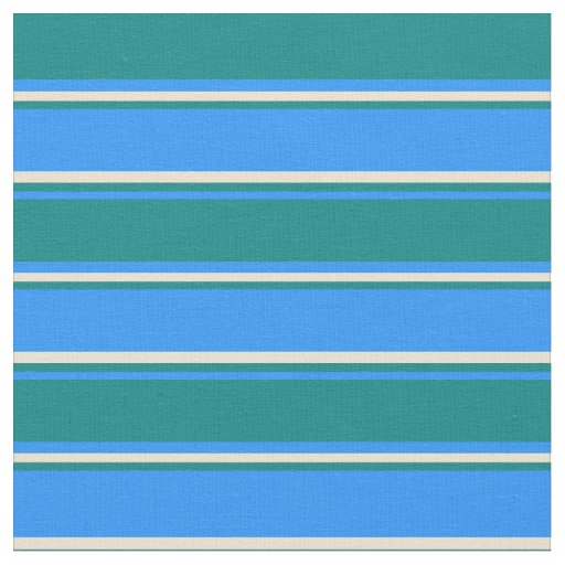 Blue, Teal, and Beige Lines/Stripes Pattern Fabric