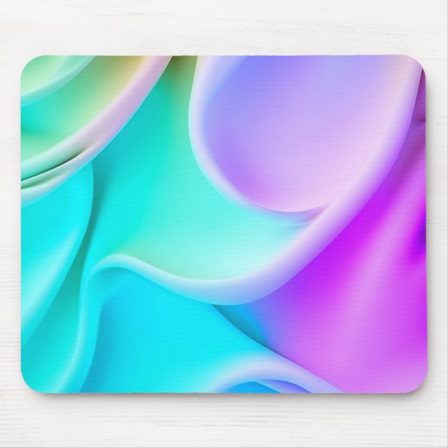 Blue, Teal and Purple Silky Satin Rolls Mouse Pad (Front)