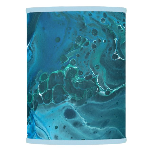 Blue Teal Aquamarine Marble Acrylic Abstraction Lamp Shade (Front)