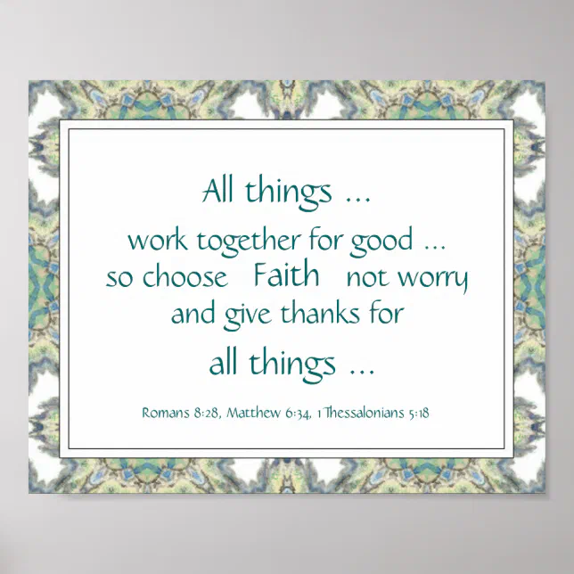 Blue Teal Bible Scripture Encouragement Quotes Poster | Zazzle