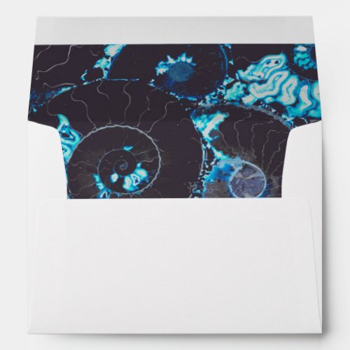 Blue teal black Nautilus shell pattern   Envelope