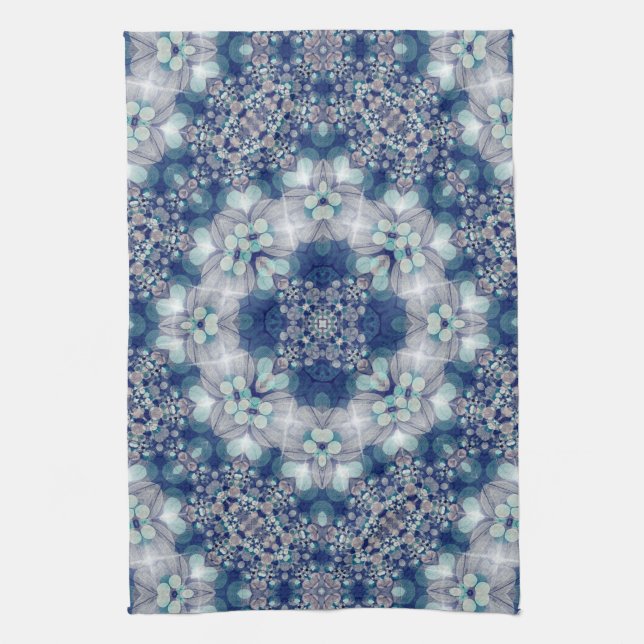 Blue Teal Bohemian Cottage Country Kitchen Towel (Vertical)