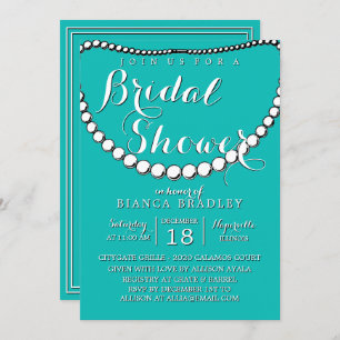Blue Teal Bridal Shower Invitation