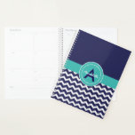 Blue Teal Chevron Planner<br><div class="desc">Blue and teal chevron day planner</div>