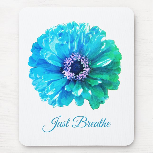 Blue Teal Daisy | retro blue floral Mouse Pad (Front)