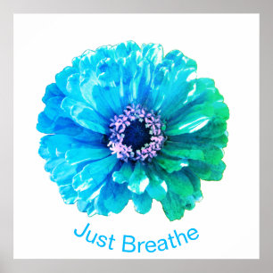 Blue Teal Daisy   retro blue floral    Poster