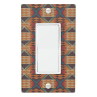 Blue Teal Dark Brown Beige Orange Red Tribal Art
