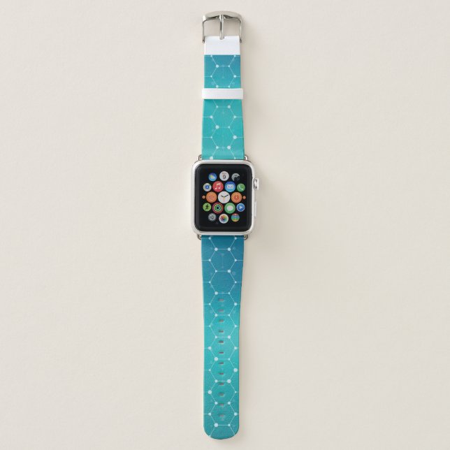 Blue Teal DNA Pattern Apple Watch Band (Front)