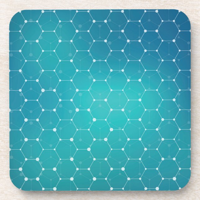 Blue Teal DNA Pattern Beverage Coaster (Front)