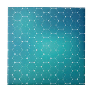 Blue Teal DNA Pattern Ceramic Tile