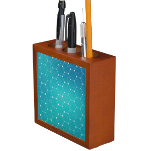 Blue Teal DNA Pattern Desk Organizer