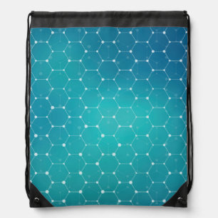 Blue Teal DNA Pattern Drawstring Bag