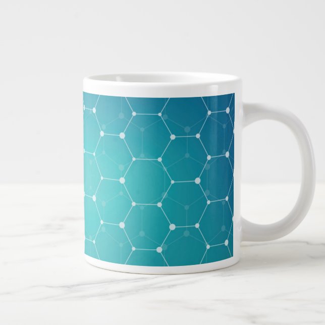 Blue Teal DNA Pattern Giant Coffee Mug (Right)