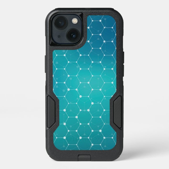 Blue Teal DNA Pattern Otterbox iPhone Case (Back)