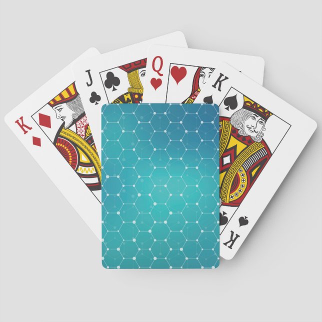 Blue Teal DNA Pattern Poker Cards (Back)