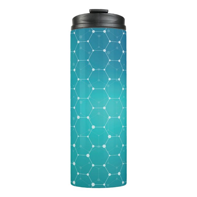 Blue Teal DNA Pattern Thermal Tumbler (Front)