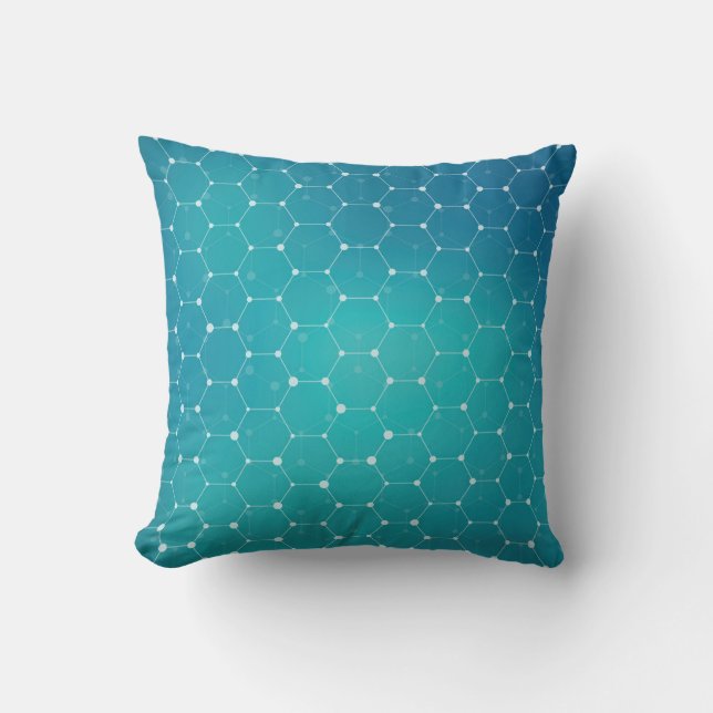 Blue Teal DNA Pattern Throw Pillow (Front)