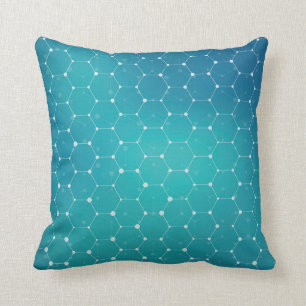 Blue Teal DNA Pattern Throw Pillow