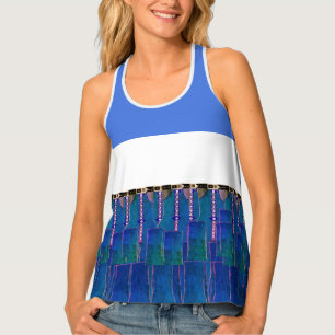 Blue Teal Faux Denim Tank Top