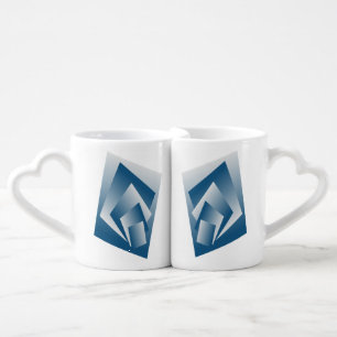 Blue Teal geometry Coffee Mug Set