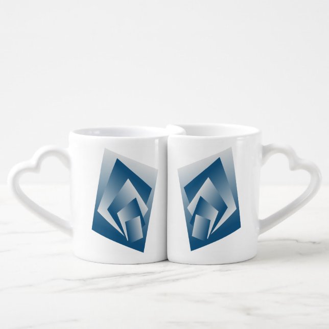 Blue Teal geometry Coffee Mug Set (Front Nesting)