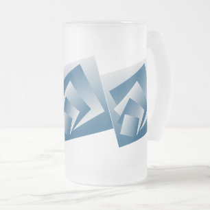 Blue Teal geometry Frosted Glass Beer Mug