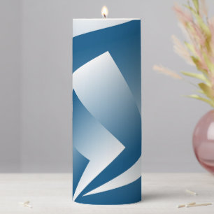 Blue Teal geometry Pillar Candle