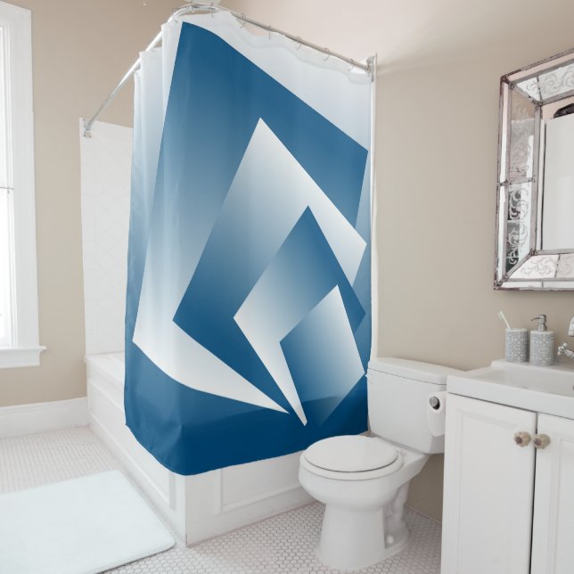 Blue Teal geometry Shower Curtain (In Situ)