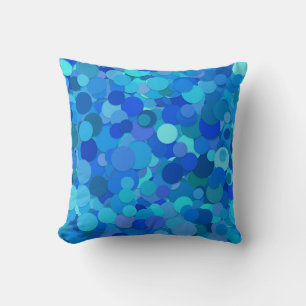 Blue Teal Glitter Sequin Throw Pillow
