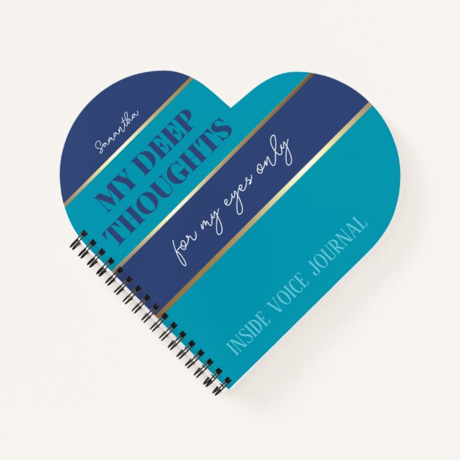 Blue Teal Gold Modern Trendy Pocket Journal (Front)