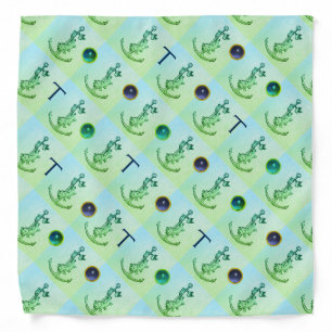 BLUE TEAL GREEN ANCHOR,FISH,GEMS NAUTICAL MONOGRAM BANDANA