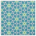 Blue teal green floral flower pattern mosaic tile fabric