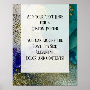 Blue, Teal, Green & Gold Abstract Alcohol Ink DIY Poster
