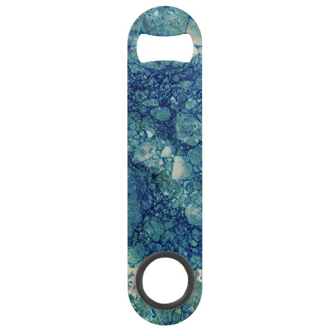 Blue Teal Green Marble Texture Bar Key (Front)