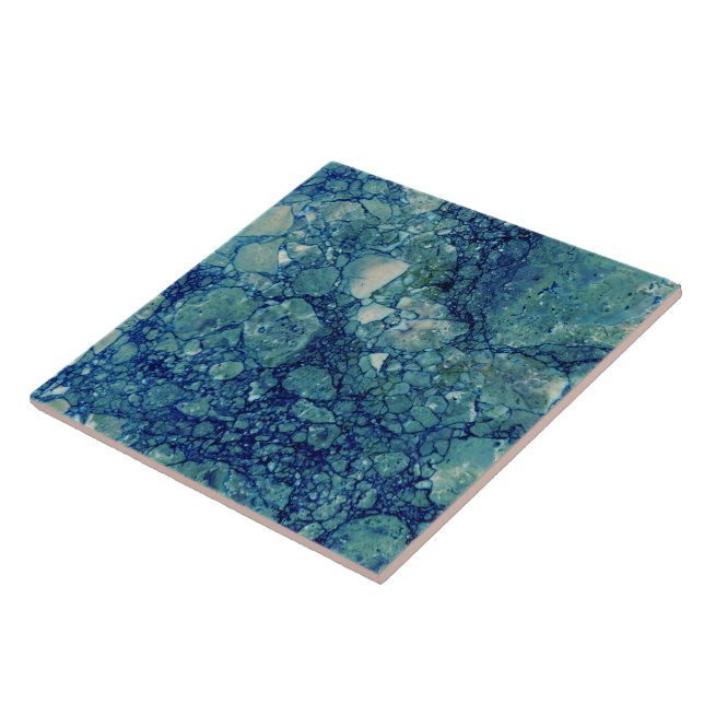 Blue Teal Green Marble Texture Ceramic Tile (Side)