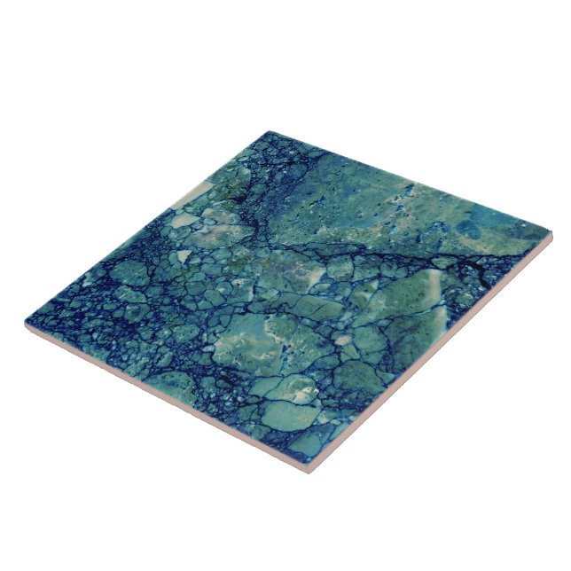 Blue Teal Green Marble Texture Ceramic Tile (Side)
