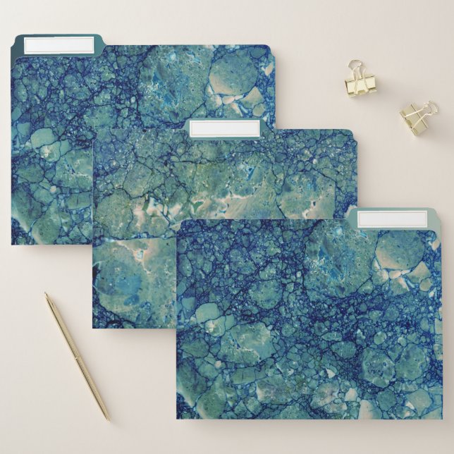 Blue Teal Green Marble Texture File Folder (Set)
