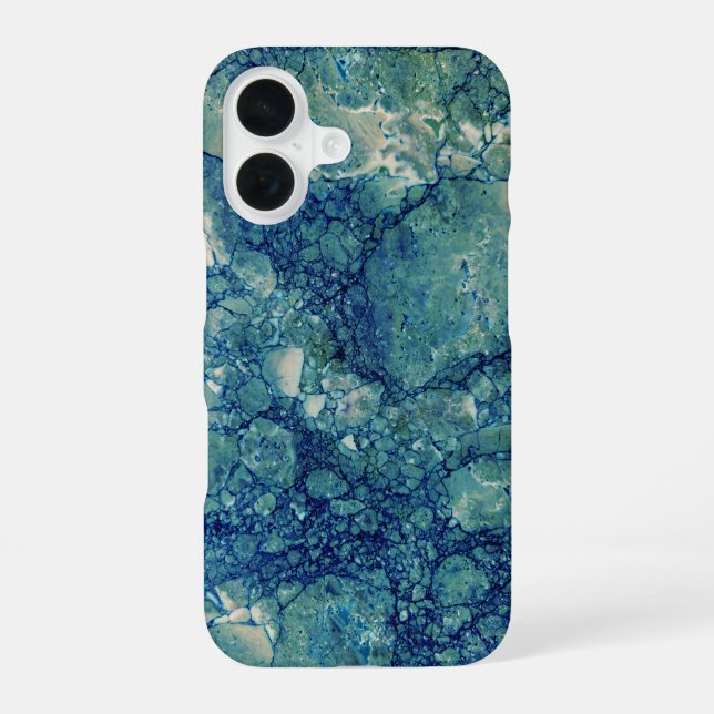 Blue Teal Green Marble Texture Iphone Case (Back)