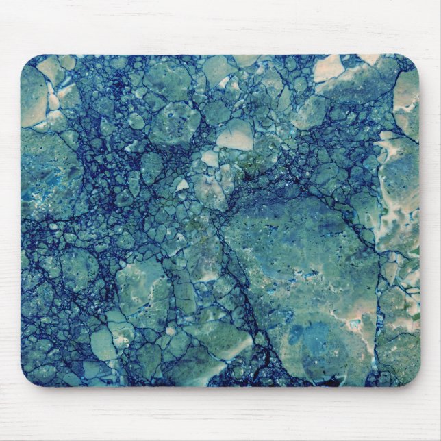 Blue Teal Green Marble Texture Mouse Pad (Front)