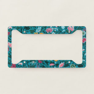 Blue Teal Green Red Pink Yellow Floral Pattern License Plate Frame