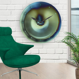 Blue Teal Industrial Abstract Design Wall Clock