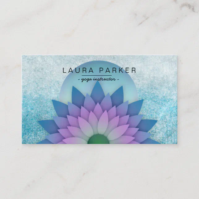 Blue Teal Lotus Flower Yoga Meditation Holistic Business Card | Zazzle