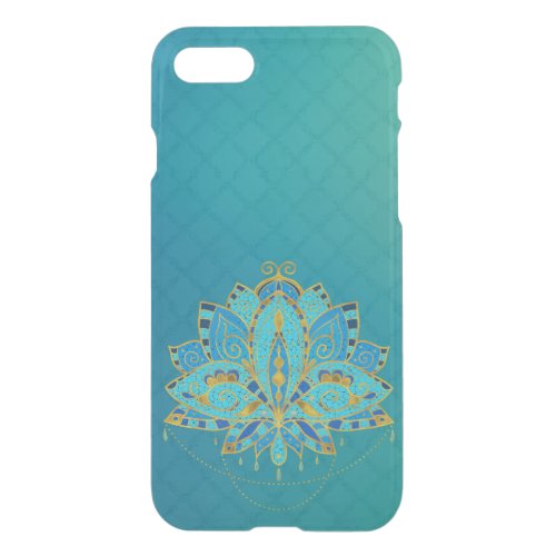 Blue Teal Lotus with Golden Accents iPhone SE87 Case