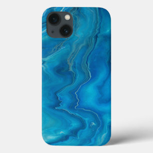 Blue & Teal Marble Agate Abstraction iPhone 13 Case