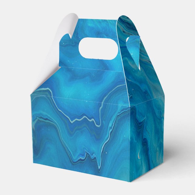 Blue & Teal Marble Agate Abstraction Favor Boxes (Front Side)