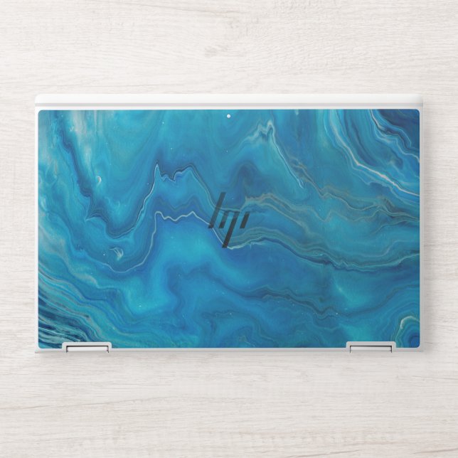 Blue & Teal Marble Agate Abstraction  HP Laptop Skin (Front)