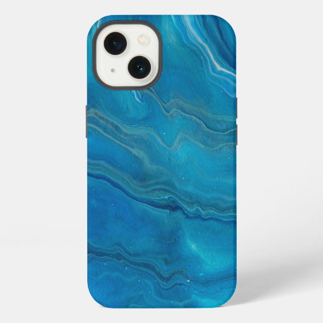 Blue & Teal Marble Agate Abstraction  Iphone Case (Back)