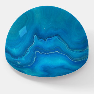 Blue & Teal Marble Agate Abstraction Paperweight